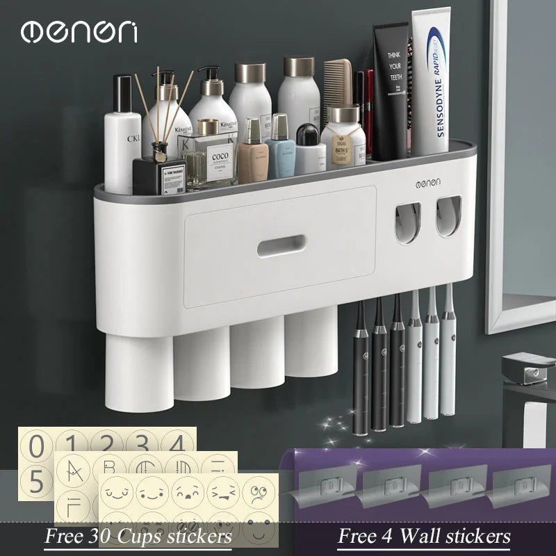 Toothbrush Holder & Toothpaste Squeezer