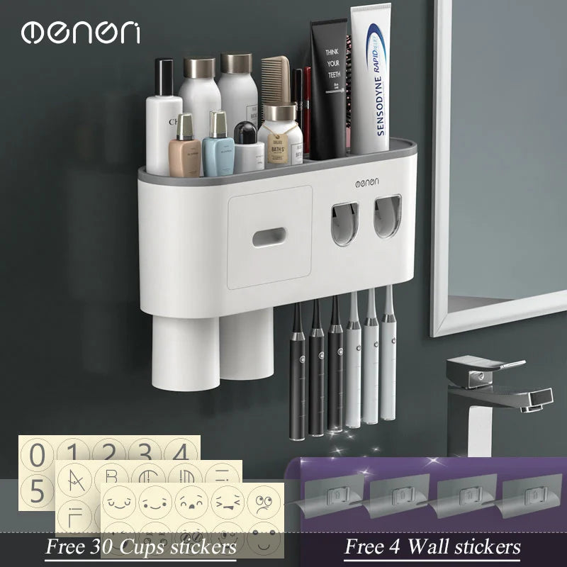 Toothbrush Holder & Toothpaste Squeezer