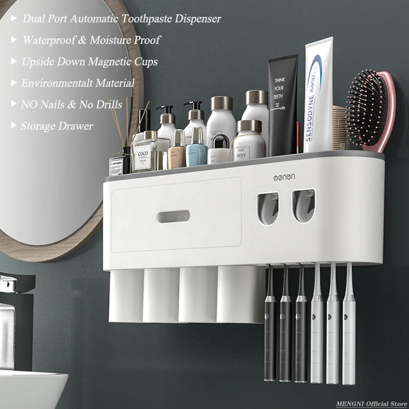 Toothbrush Holder & Toothpaste Squeezer