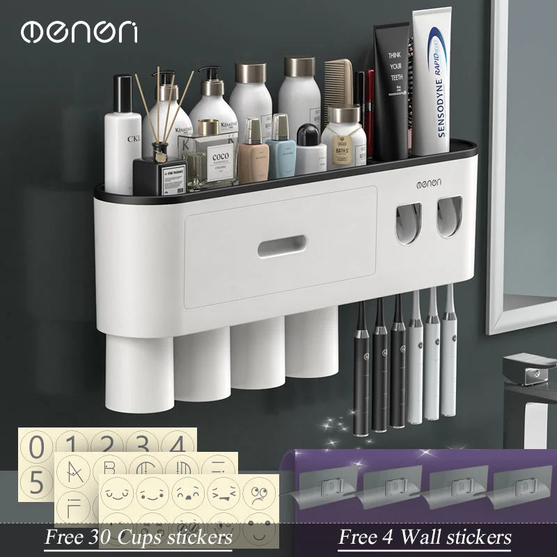 Toothbrush Holder & Toothpaste Squeezer