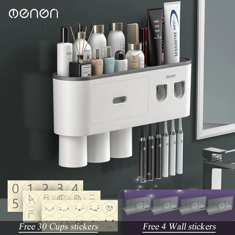 Toothbrush Holder & Toothpaste Squeezer